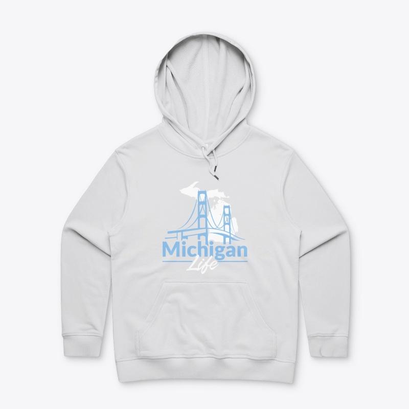 Michigan Life Logo in Blue and White